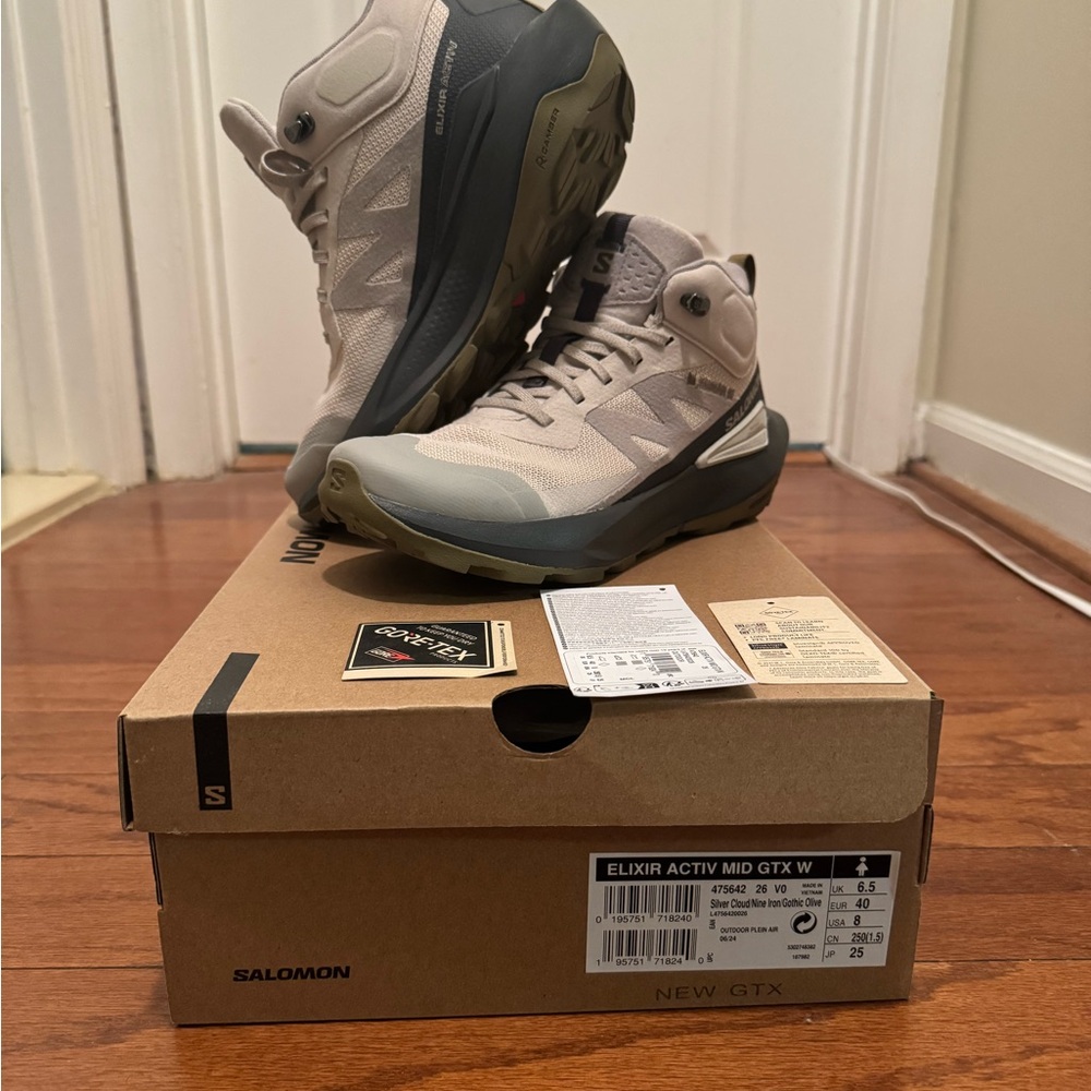 Salomon Elixir Activ Mid GTX Women's Shoes - Light Gray and Dark Gray